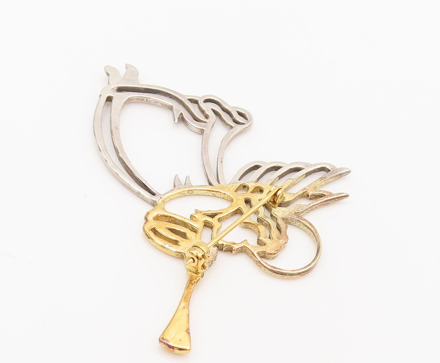925 Sterling Silver  Vintage Flying Angle Playing Music Brooch Pin  BP10430