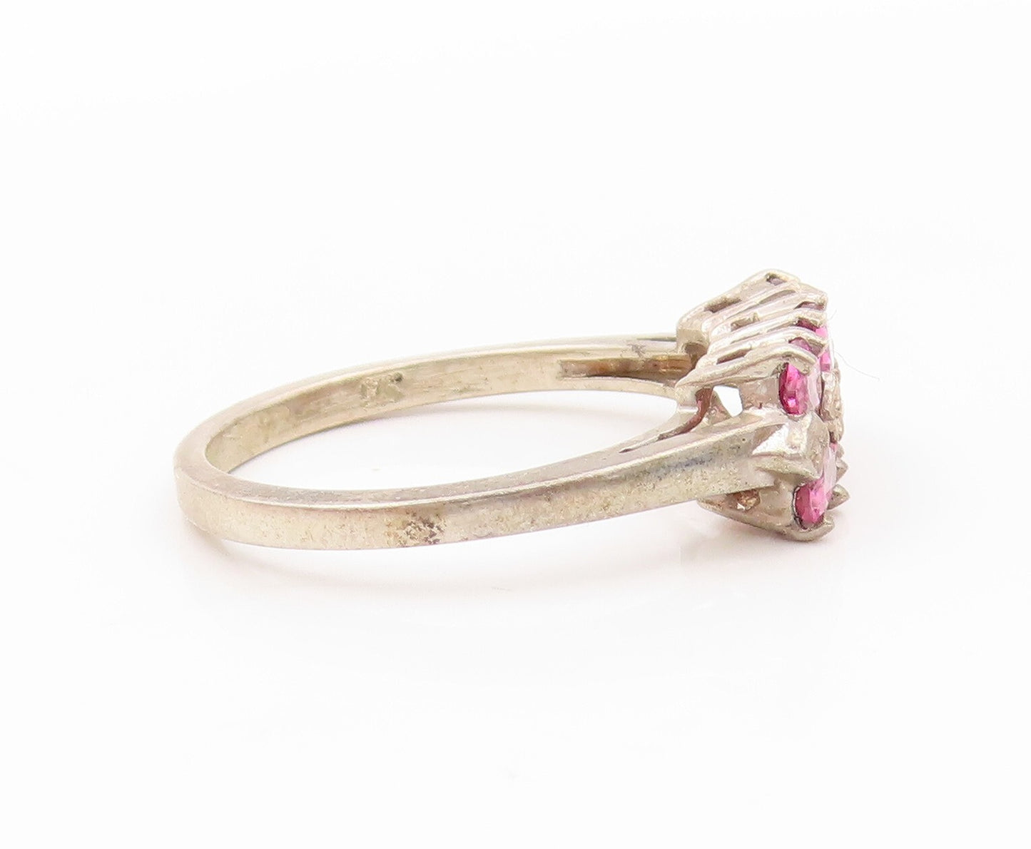 925 Sterling Silver Vintage Ring Dark Tone Oval Pink CZ Inlay  Sz 10  RG31931