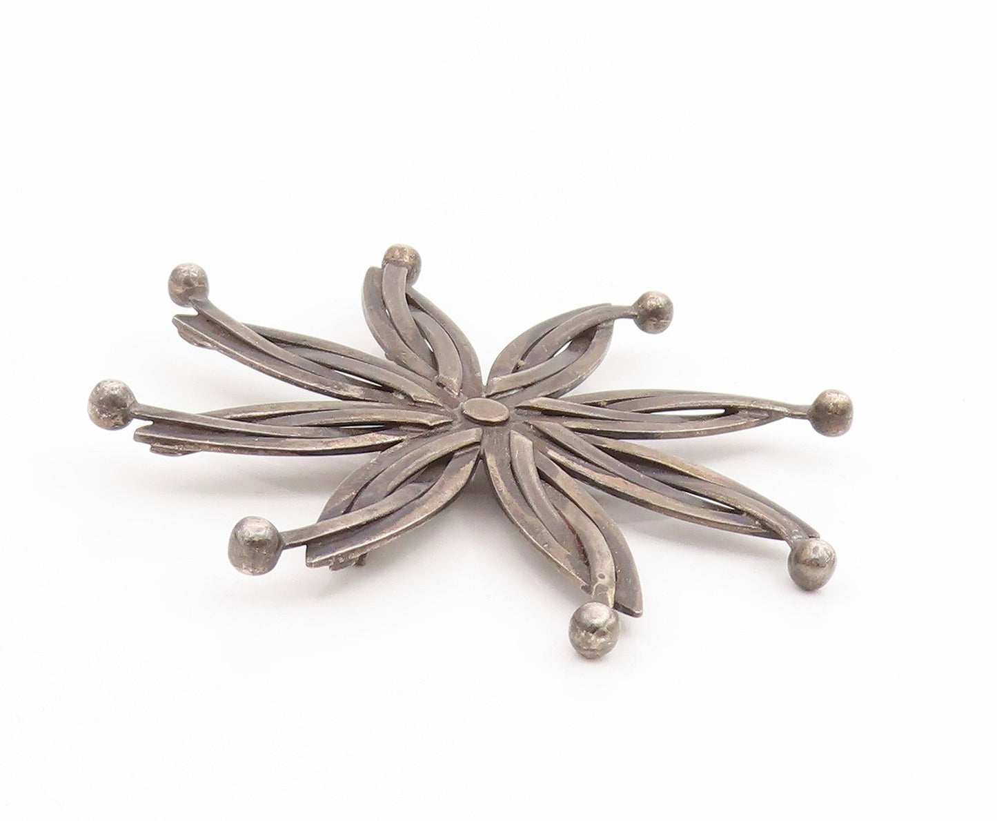 925 Sterling Silver Vintage Brooch Pin TAXCO Modernist Circular Flower  BP12405
