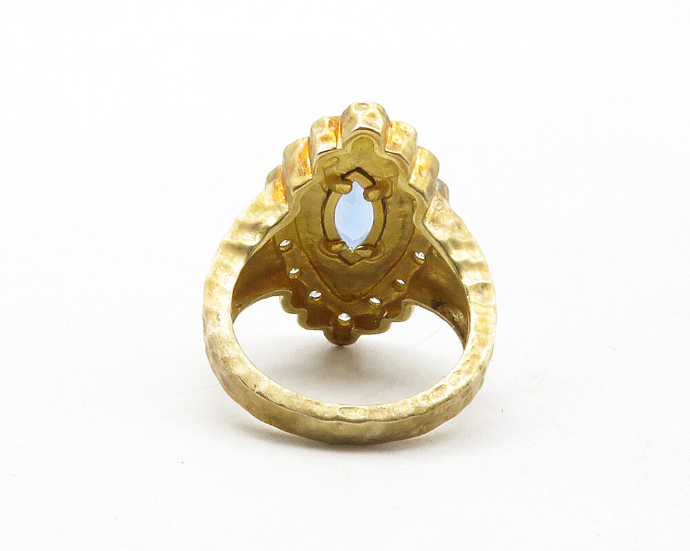 ROSS SIMON 925 Silver  Tanzanite & Topaz Hammered Cocktail Ring Sz 7  RG12523