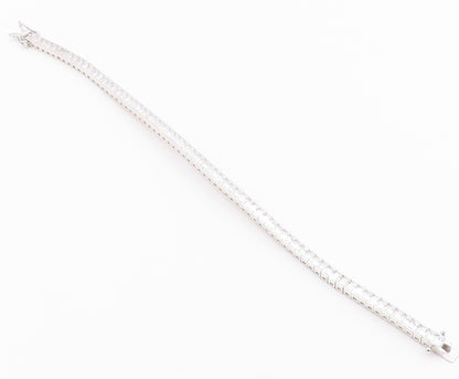 925 Sterling Silver  Vintage Cubic Zirconia Box Link Tennis Bracelet  BT8843