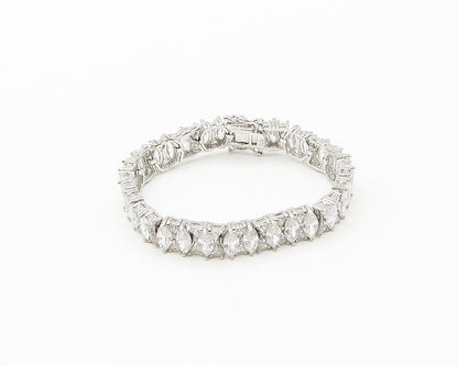 925 Sterling Silver  Sparkling Cubic Zirconia Hinge Chain Bracelet  BT6921