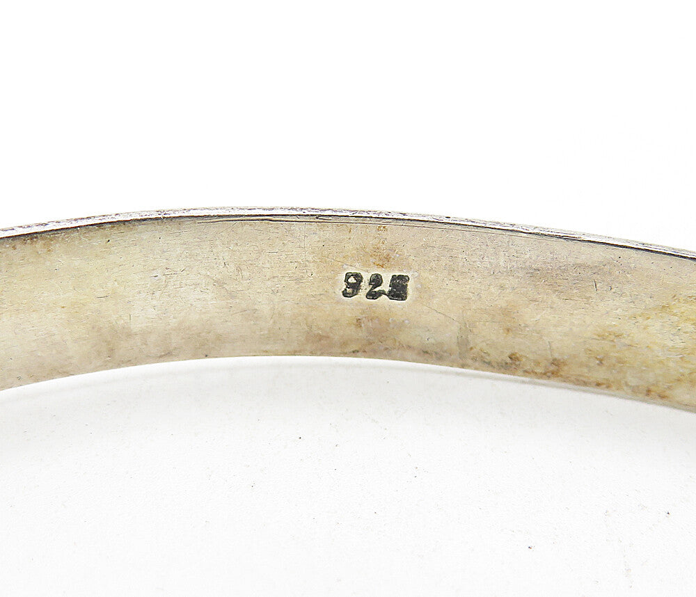 925 Sterling Silver  Vintage Dark Tone Wheat Pattern Cuff Bracelet  BT1664