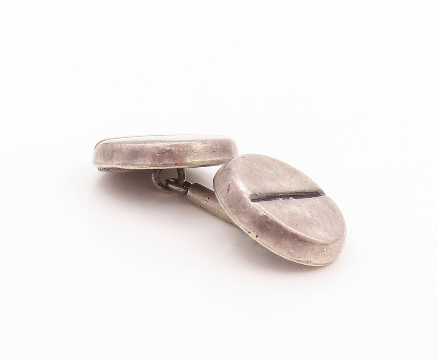 925 Sterling Silver Vintage Cuff Links MEXICO Nail Head Design Carved  TR3947