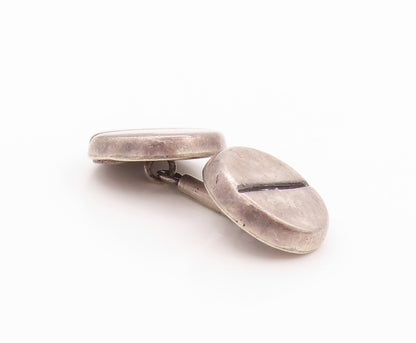 925 Sterling Silver Vintage Cuff Links MEXICO Nail Head Design Carved  TR3947