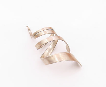 MEXICO 925 Silver  Vintage Shiny Smooth Swirled Ribbons Pendant  PT19141