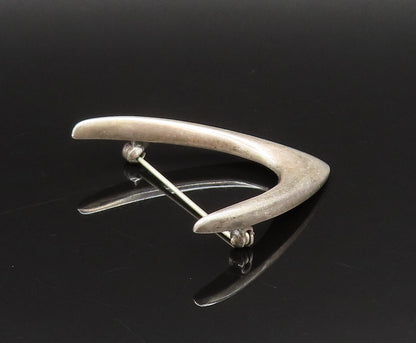 ARNE JOHANSEN DENMARK 925 Silver  Vintage Pointed Curved Brooch Pin  BP9789