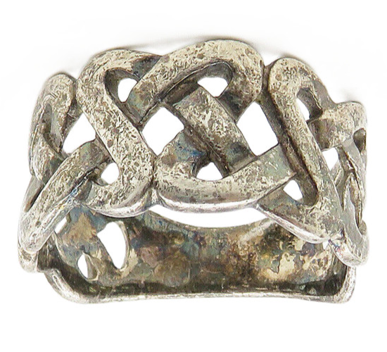 925 Sterling Silver  Vintage Dark Tone Celtic Knot Band Ring Sz 8  RG17598
