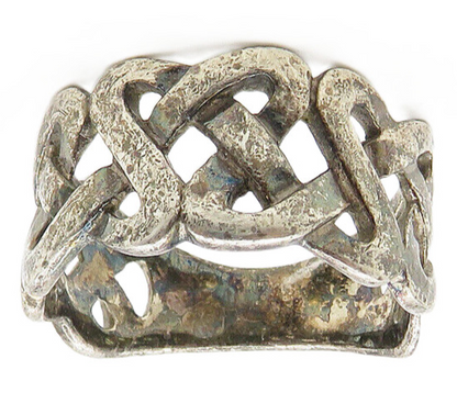 925 Sterling Silver  Vintage Dark Tone Celtic Knot Band Ring Sz 8  RG17598