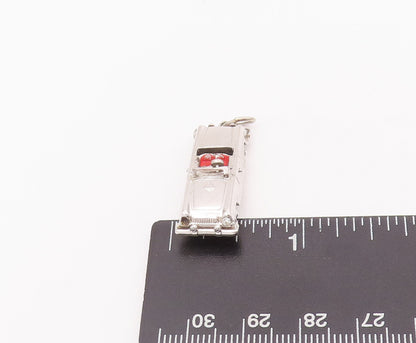 925 Sterling Silver Vintage Pendant Carved Car  Movable Wheels (OPENS)  PT22823