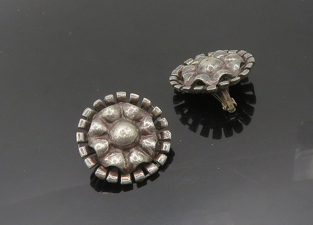 925 Sterling Silver  Vintage Antique Floral Non Pierce Earrings  EG10118