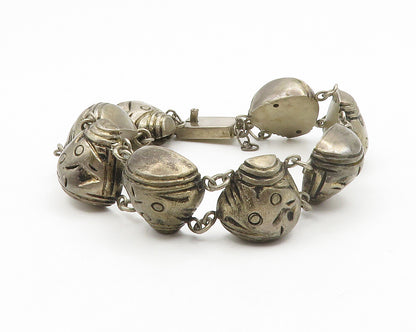 925 Sterling Silver  Vintage Antique Hollow Etched Chain Bracelet  BT5149