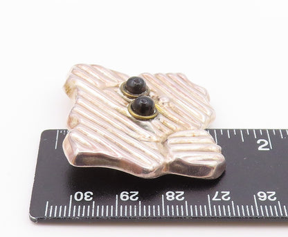 MEXICO 925 Silver  Vintage Black Onyx Eyes Puppy Dog Face Brooch Pin  BP7762