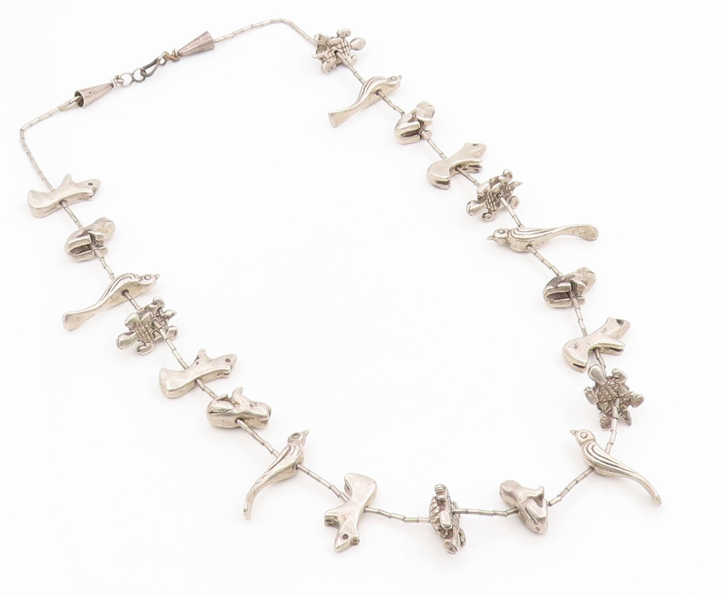 925 Sterling Silver Vintage Necklace Classic Animal Fetish Design Chain  NE4739