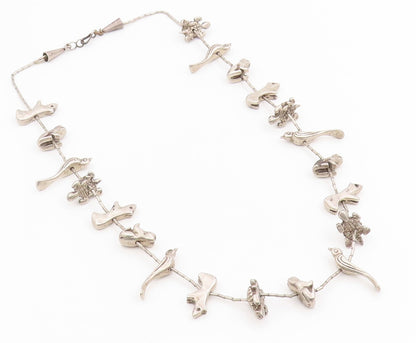925 Sterling Silver Vintage Necklace Classic Animal Fetish Design Chain  NE4739