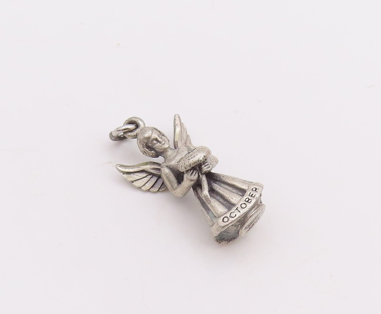 925 Sterling Silver Vintage Pendant CREED Mini October Fairy Angel  PT23361