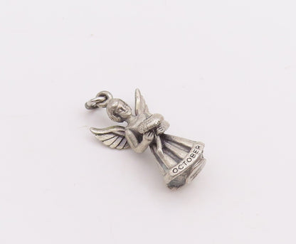 925 Sterling Silver Vintage Pendant CREED Mini October Fairy Angel  PT23361