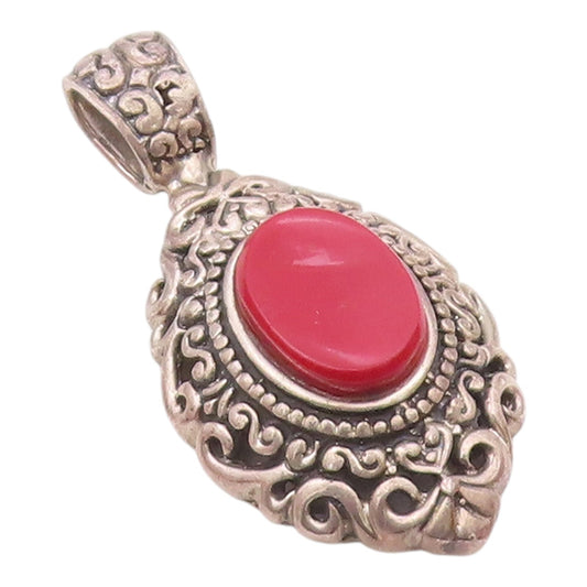 MEXICO 925 Sterling Silver  Vintage Coral Swirl Pattern Dome Pendant  PT18215
