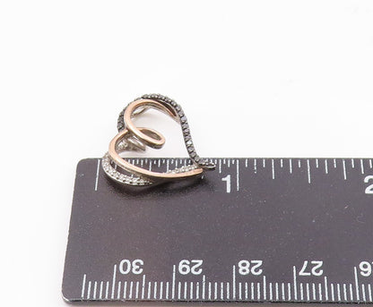 10K GOLD & 925 Silver   Vintage Genuine Diamonds Love Heart Pendant  PT20624
