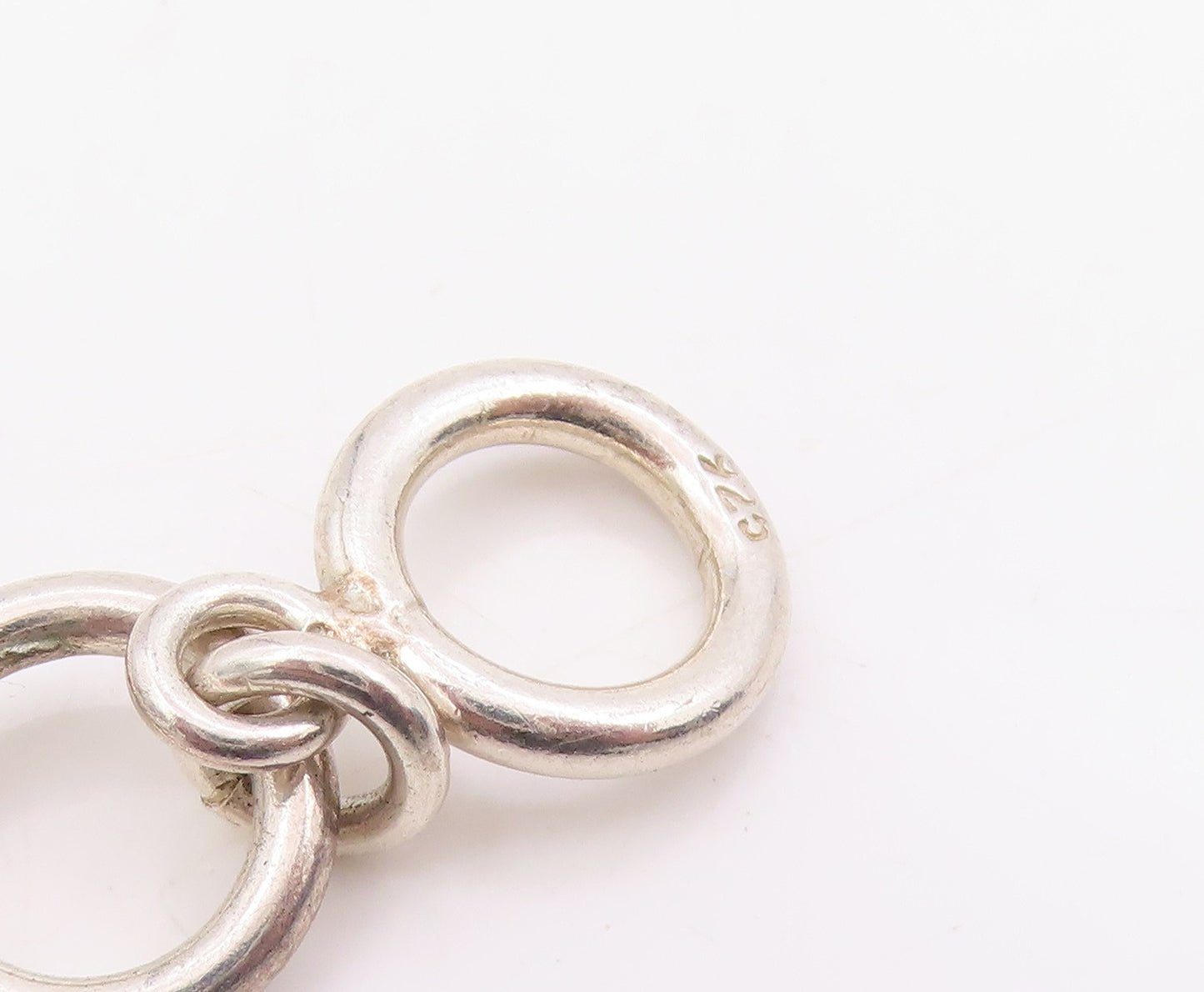925 Sterling Silver Vintage Necklace Interlinking Hollow Circle Chain NE4737