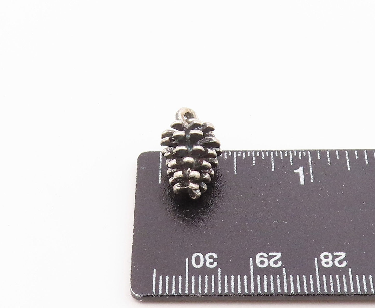 925 Sterling Silver  Vintage Petite Dark Tone Pine Cone Motif Pendant  PT17290