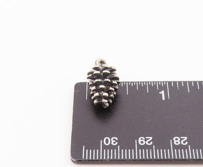 925 Sterling Silver  Vintage Petite Dark Tone Pine Cone Motif Pendant  PT17290