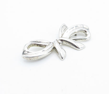 BAYANIHAN 925 Sterling Silver  Vintage Shiny Bow Tied Ribbon Brooch Pin BP2668