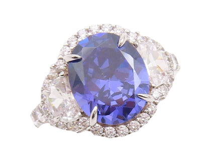925 Sterling Silver Vintage Ring Designer Cutout Sapphire & Topaz  Sz 7  RG30043