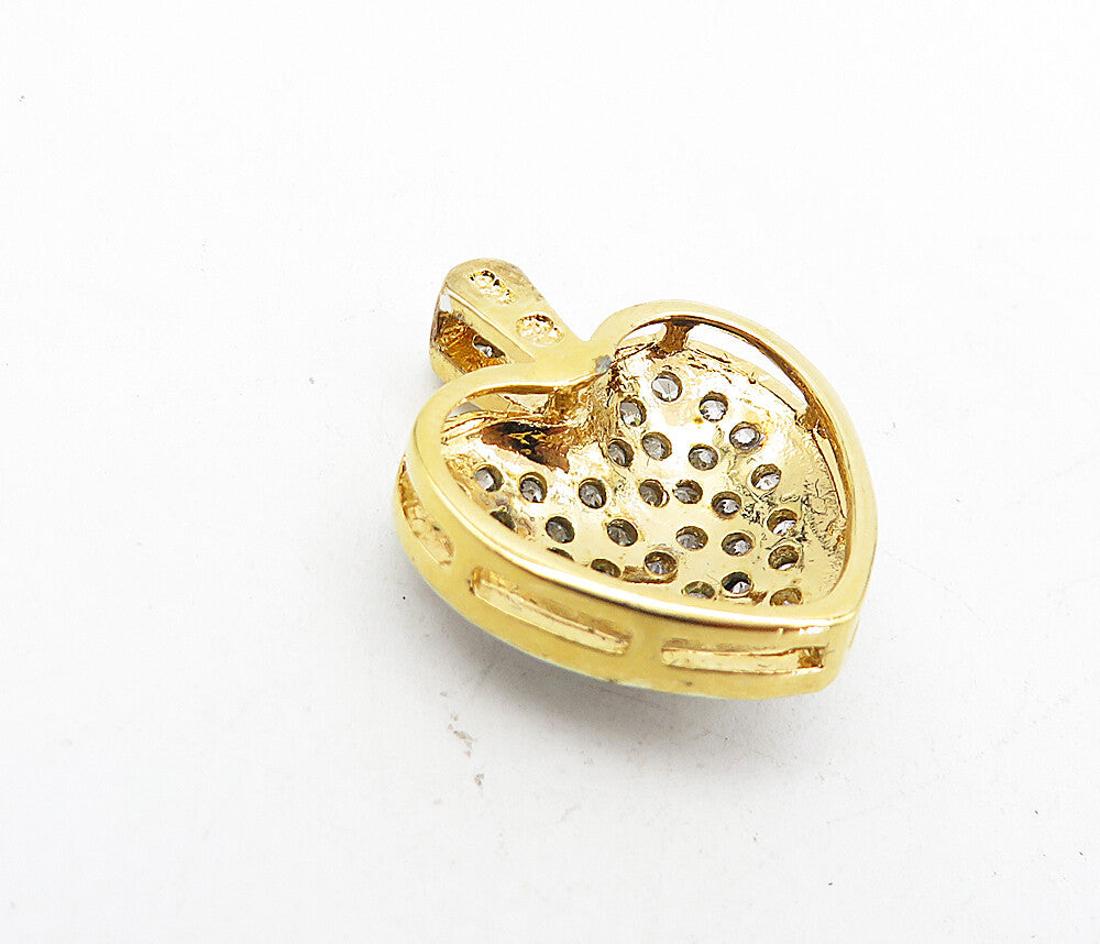 925 Sterling Silver  Shiny Cubic Zirconia Encrusted Love Heart Pendant  PT6338