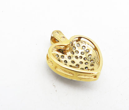 925 Sterling Silver  Shiny Cubic Zirconia Encrusted Love Heart Pendant  PT6338