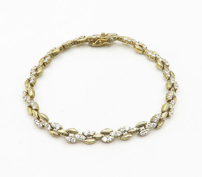 925 Sterling Silver  Petite White Topaz Gold Plated Chain Bracelet  BT6211