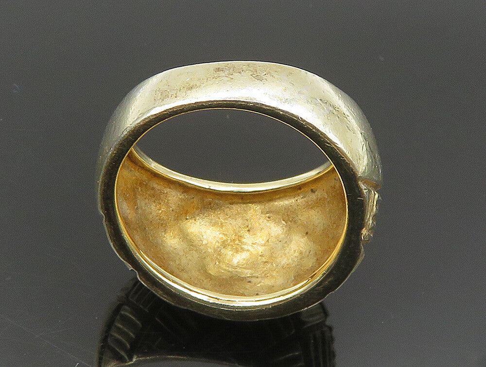 925 Sterling Silver  Vintage Shiny Diamond Pattern Dome Ring Sz 7  RG24167