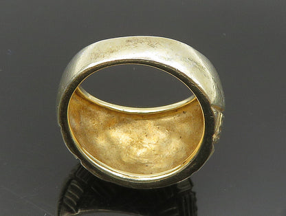925 Sterling Silver  Vintage Shiny Diamond Pattern Dome Ring Sz 7  RG24167