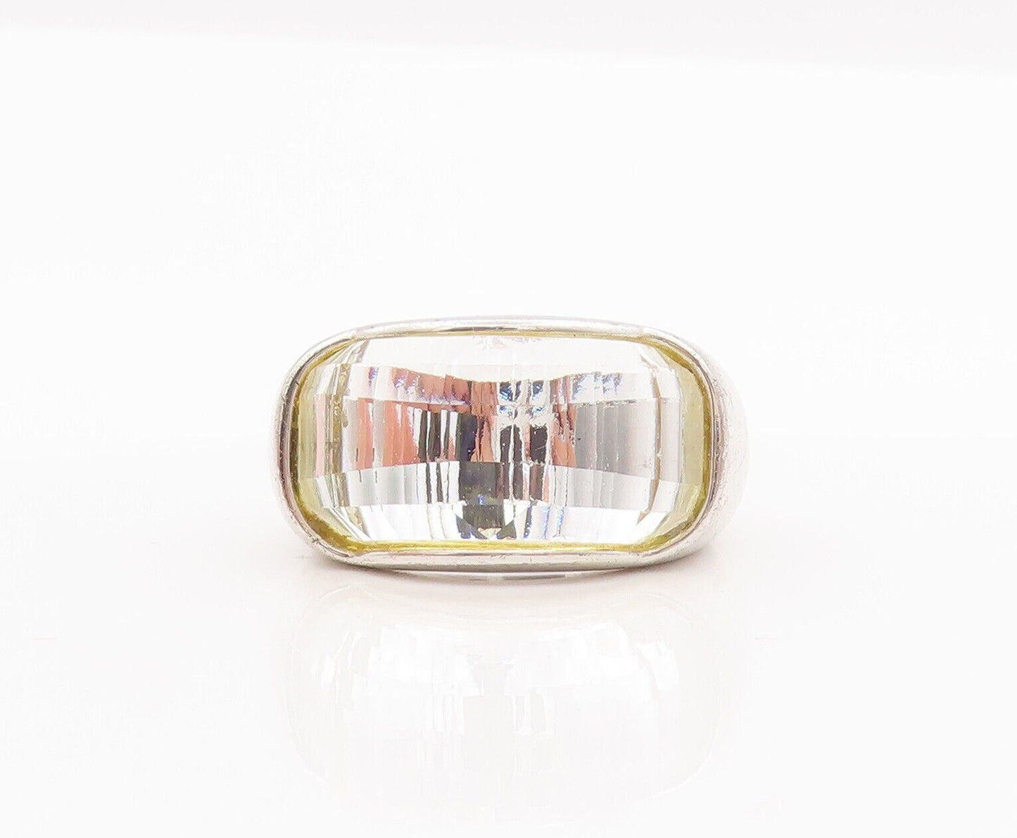 925 Sterling Silver Vintage Ring Solid Domed Glass Effect Gemstone Sz 9  RG28473