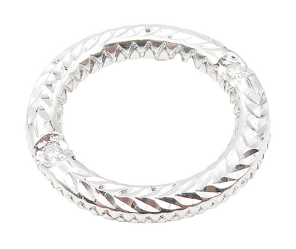 925 Sterling Silver  Topaz Diamond Cut Floral Wreath Design Pendant  PT9417