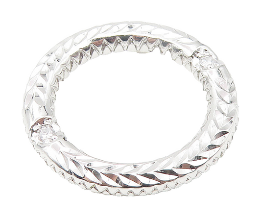 925 Sterling Silver  Topaz Diamond Cut Floral Wreath Design Pendant  PT9417