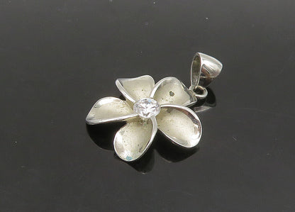 925 Sterling Silver  Vintage Cubic Zirconia Flower Motif Pendant  PT19316