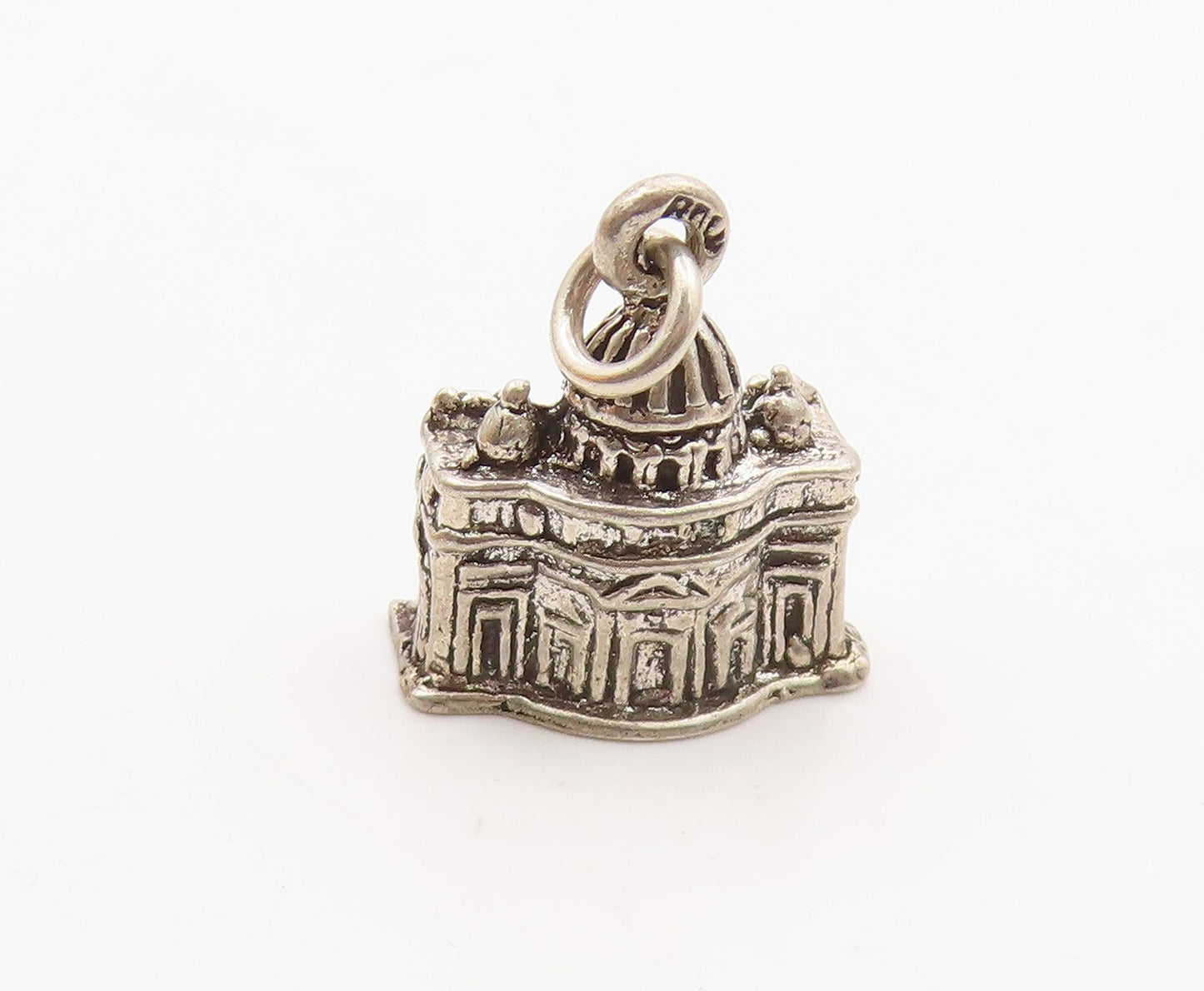 925 Sterling Silver  Vintage Royal Building Motif Charm Pendant  PT21784