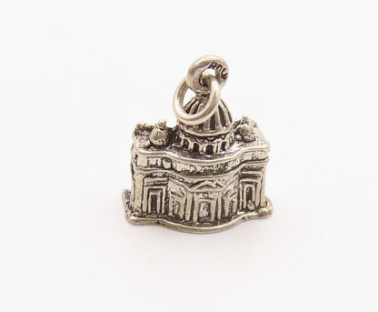 925 Sterling Silver  Vintage Royal Building Motif Charm Pendant  PT21784