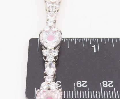 925 Sterling Silver Vintage Bracelet Sparkling CZ Love Heart Link Chain  BT11511