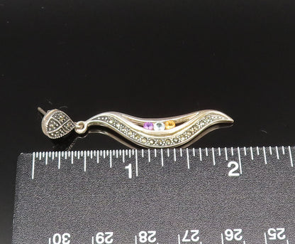 925 Silver  Vintage Amethyst Citrine & Multi Stone Swirl Earrings  EG11890