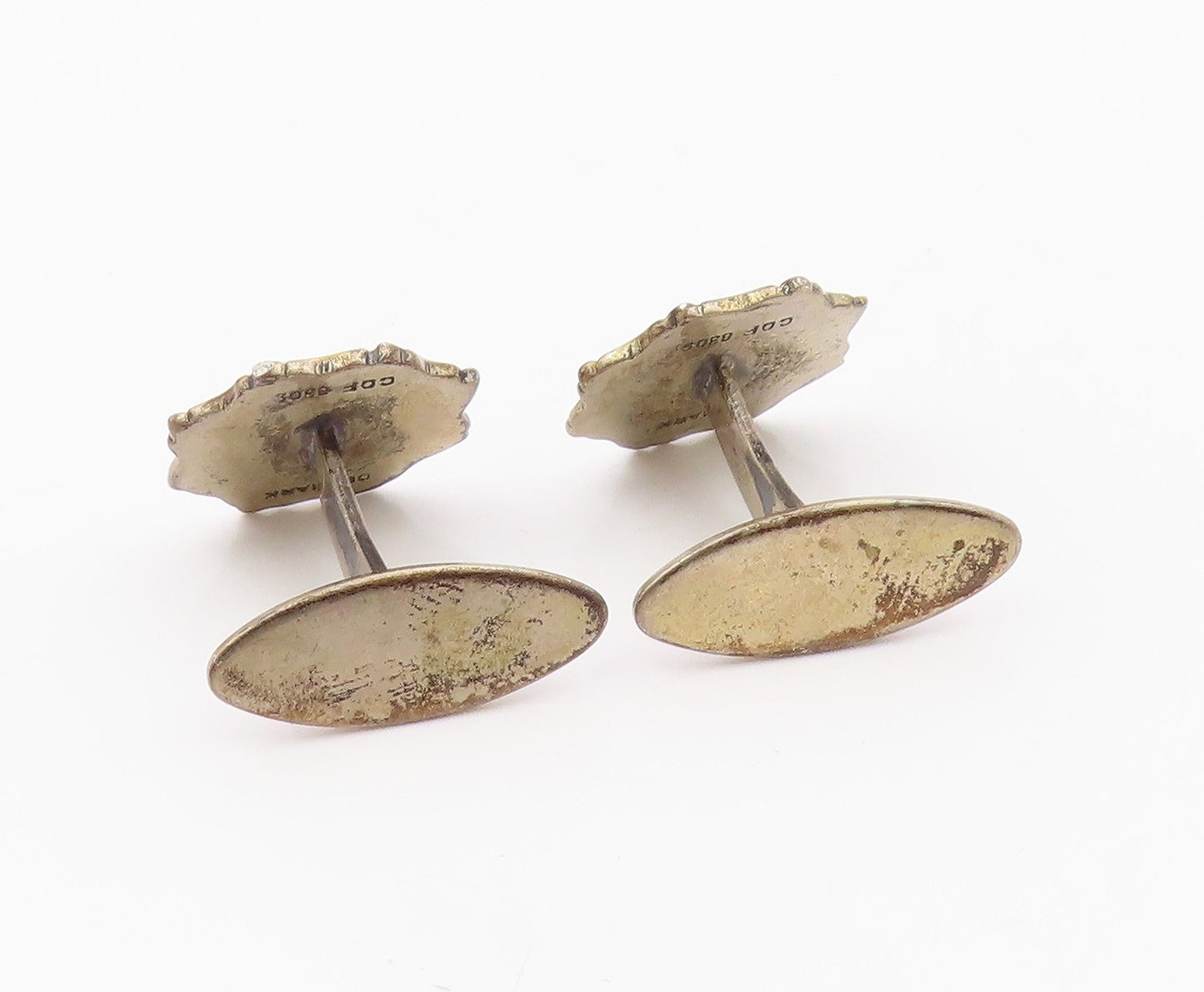 FRYDEUSBERG DENMARK 925 Silver  Vintage Etched Sailboat Cufflinks  TR3358