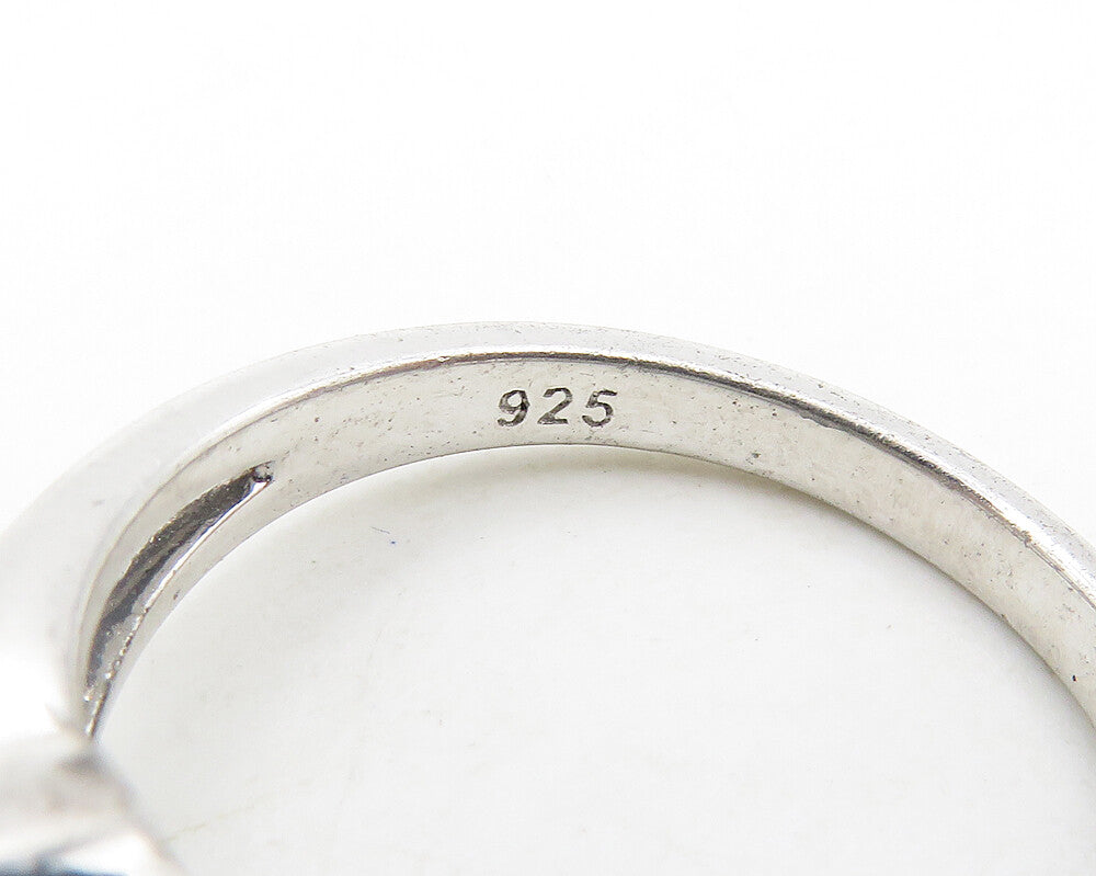 925 Sterling Silver  Genuine Diamonds Love Heart Shiny Band Ring Sz 7  RG17670