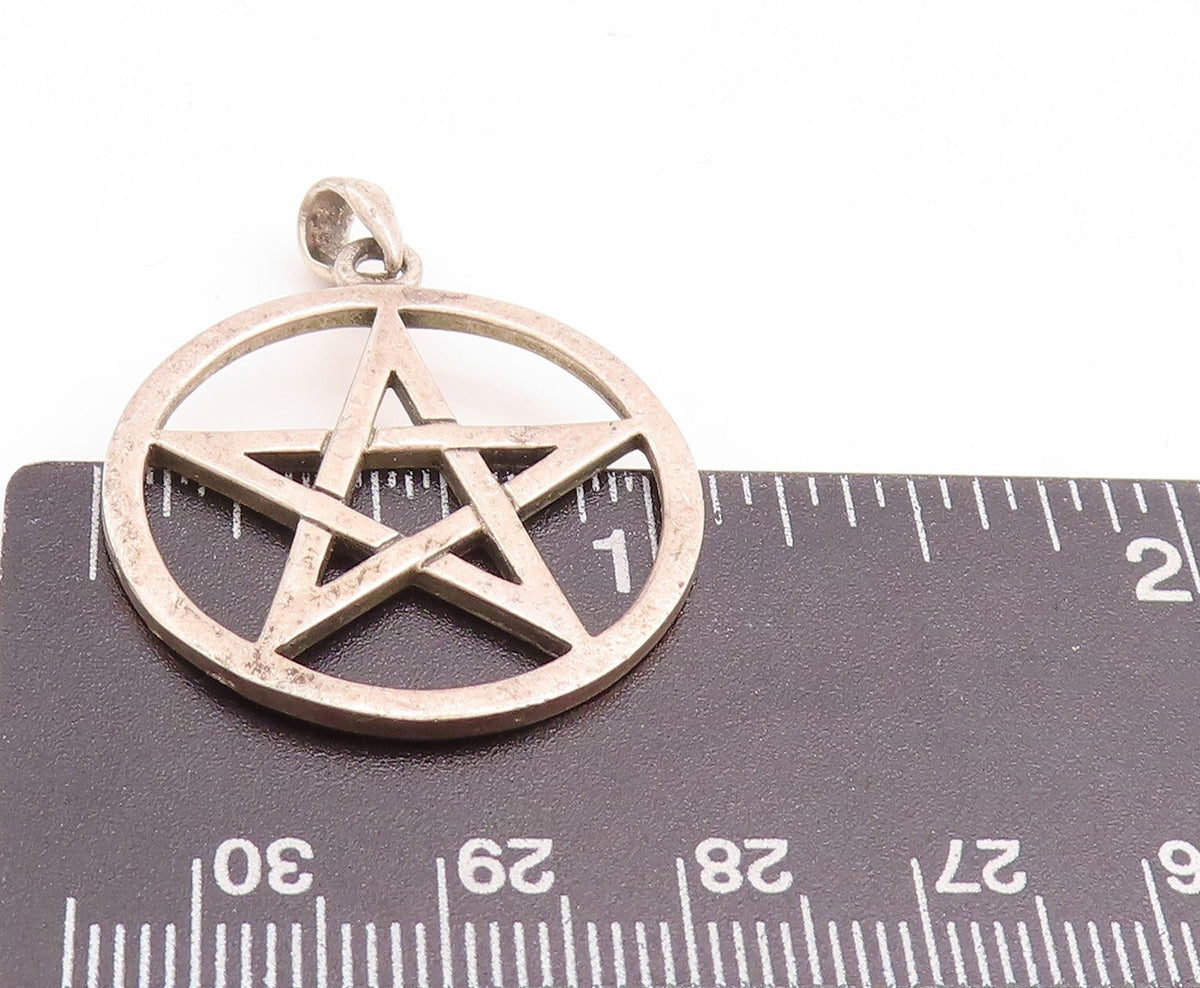925 Sterling Silver Vintage Pendant PETER STONE Cutout Star Inside Ring  PT23786