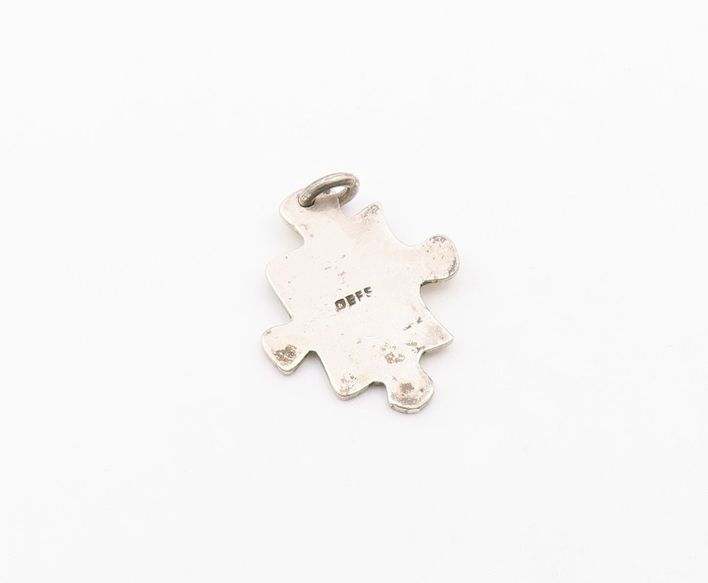 925 Sterling Silver Vintage Etched Stick Figure Friends Puzzle Pendant PT20142
