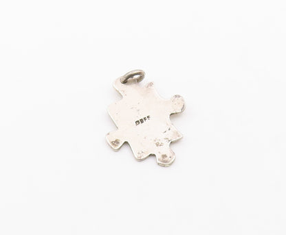 925 Sterling Silver Vintage Etched Stick Figure Friends Puzzle Pendant PT20142