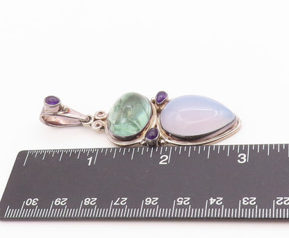 925 Sterling Silver Vintage Pendant SAJEN Large Cabochon Gemstones  PT24465