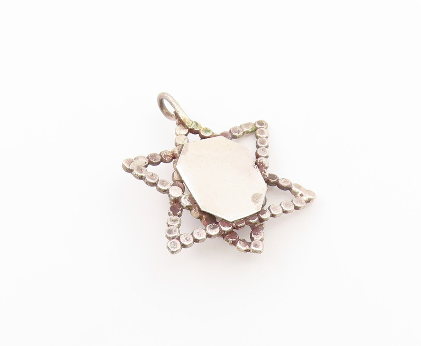 925 Sterling Silver Vintage Pendant Classic Blue Agate Star Of David  PT26655