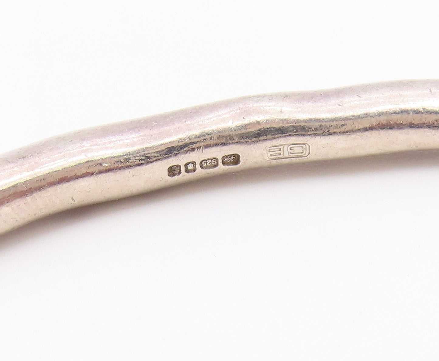 GB ENGLAND 925 Silver  Vintage Minimalist Hammered Bangle Bracelet  BT9309