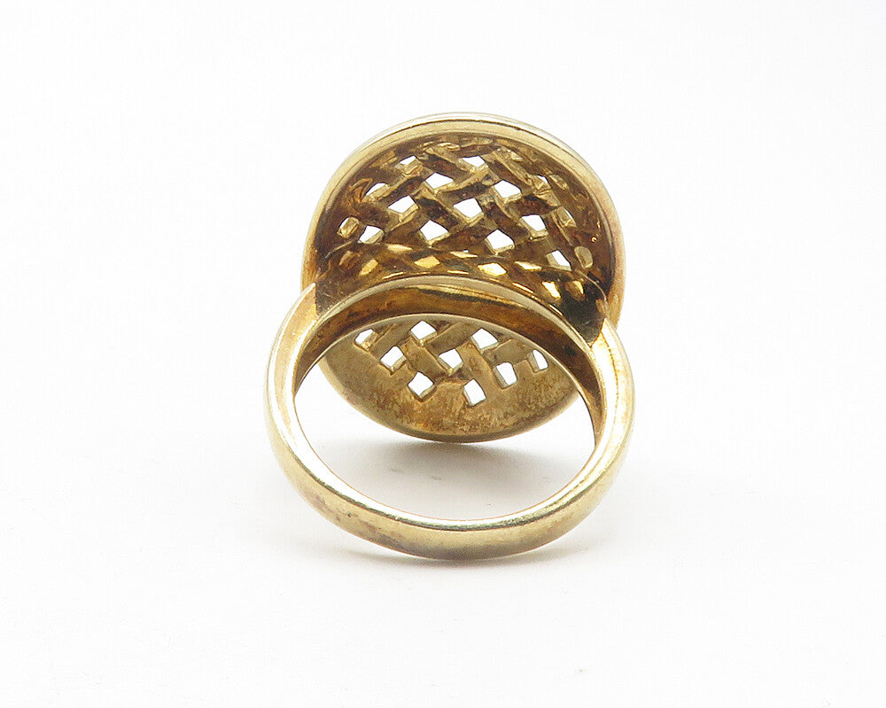 925 Sterling Silver  Vintage Basket Weave Design Oval Band Ring Sz 7  RG11946